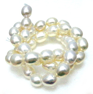 White 7-7.5mm AAA Elliptical Pearls